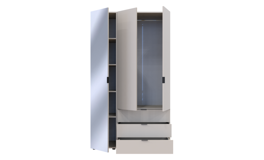 Kleiderschrank Doros Gelar Kaschmir 2 Türen mit Spiegel 116,5x49,5x203,4 (80737655)