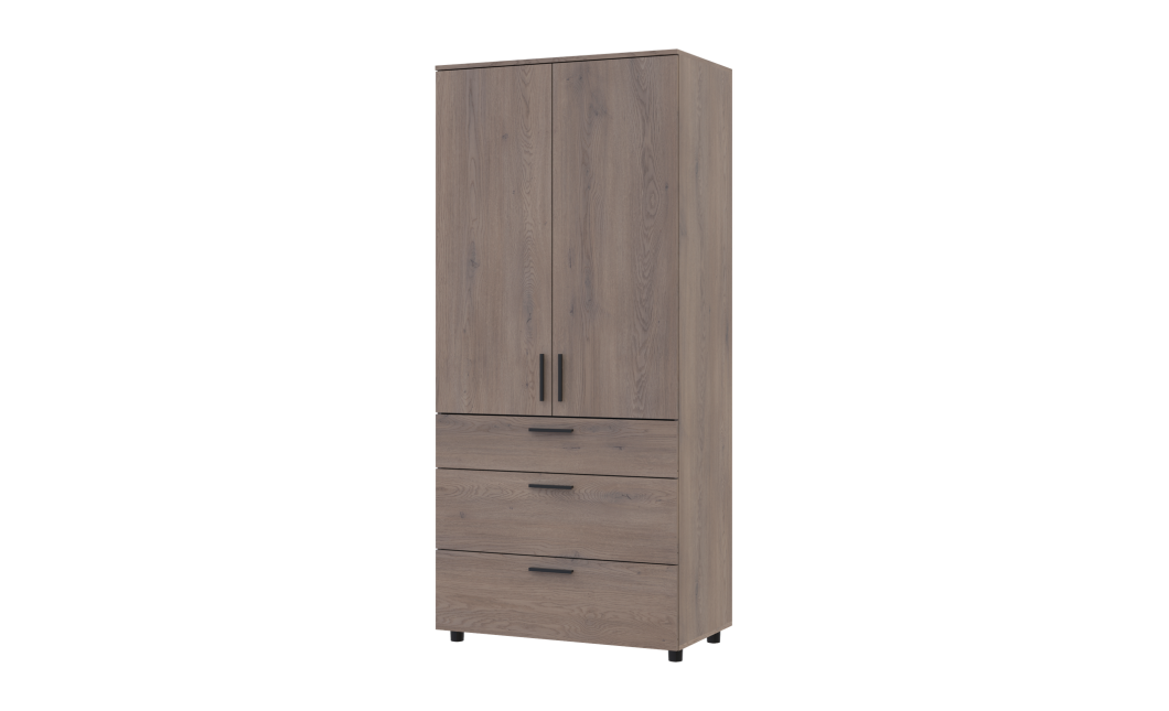 Kleiderschrank Doros Thorn Cremona Cannolo 2 Türen 3 Schubladen Kleiderstange 90x51,6x200 (44900429)