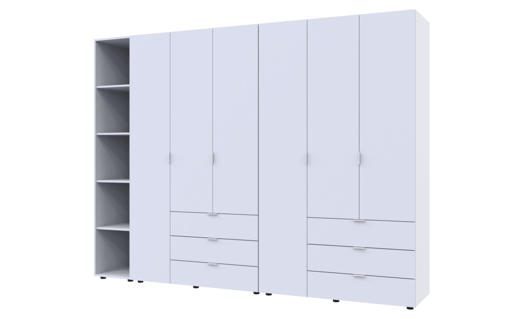Kleiderschrank Doros Gelar Weiß 3+3 Türen mit offenem Regal 270,6x49,5x203,4 (42005036)
