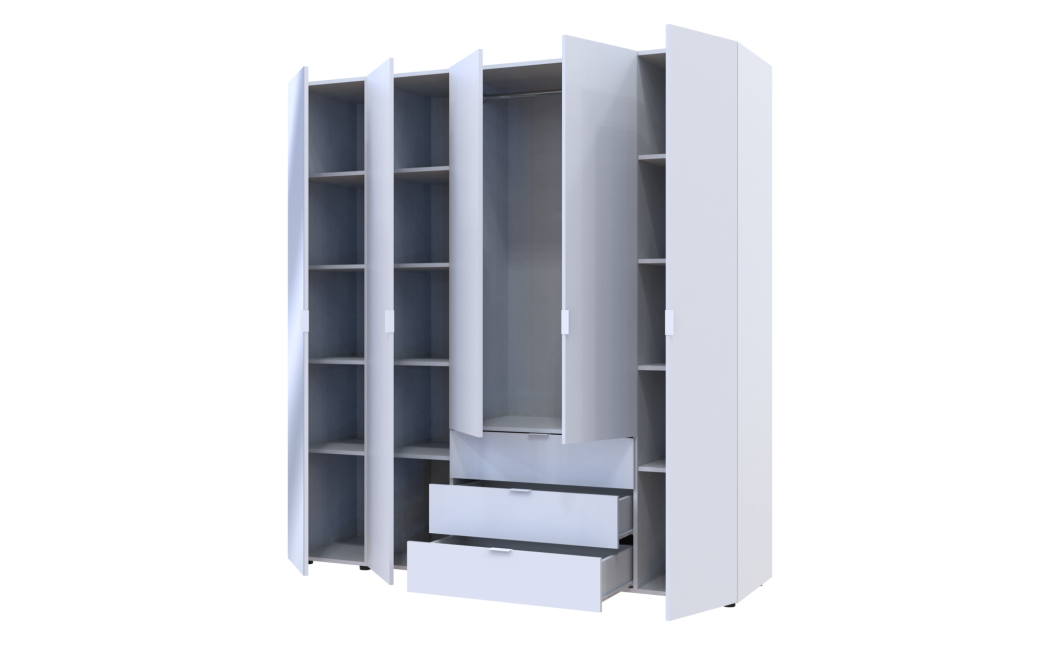 Kleiderschrank Doros Gelar Weiß 4 Türen mit Spiegel 194x49,5x203,4 (42002160)