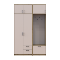 Drehtürenschrank Doros Rondi mit Kleiderstange und Oberschrank Artisan Eiche/Kaschmir 2 Türen 142x52x236 (42005272)