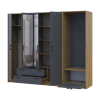 Drehtürenschrank Doros Rondi mit Kleiderstange und Spiegel Artisan Eiche/Graphitgrau 4 Türen 220x52x195 (42005295)
