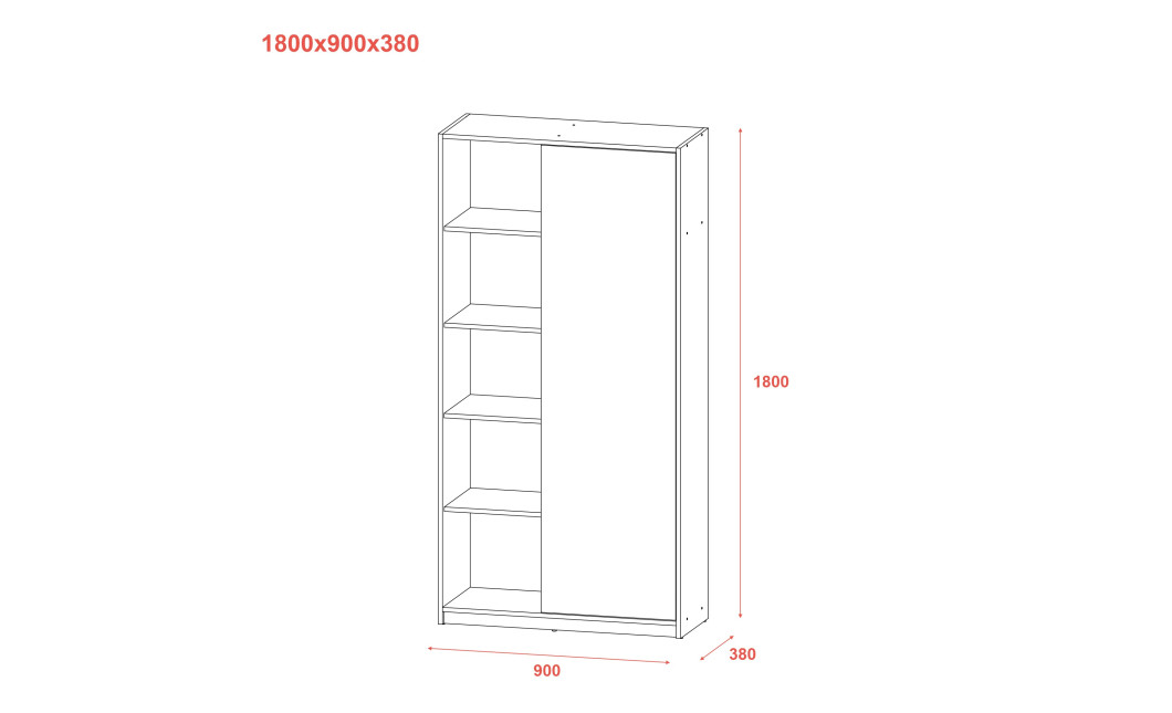 Kleiderschrank Doros Student mit Drehtüren Graphitgrau / Weiß 90x38x180 (44900273)