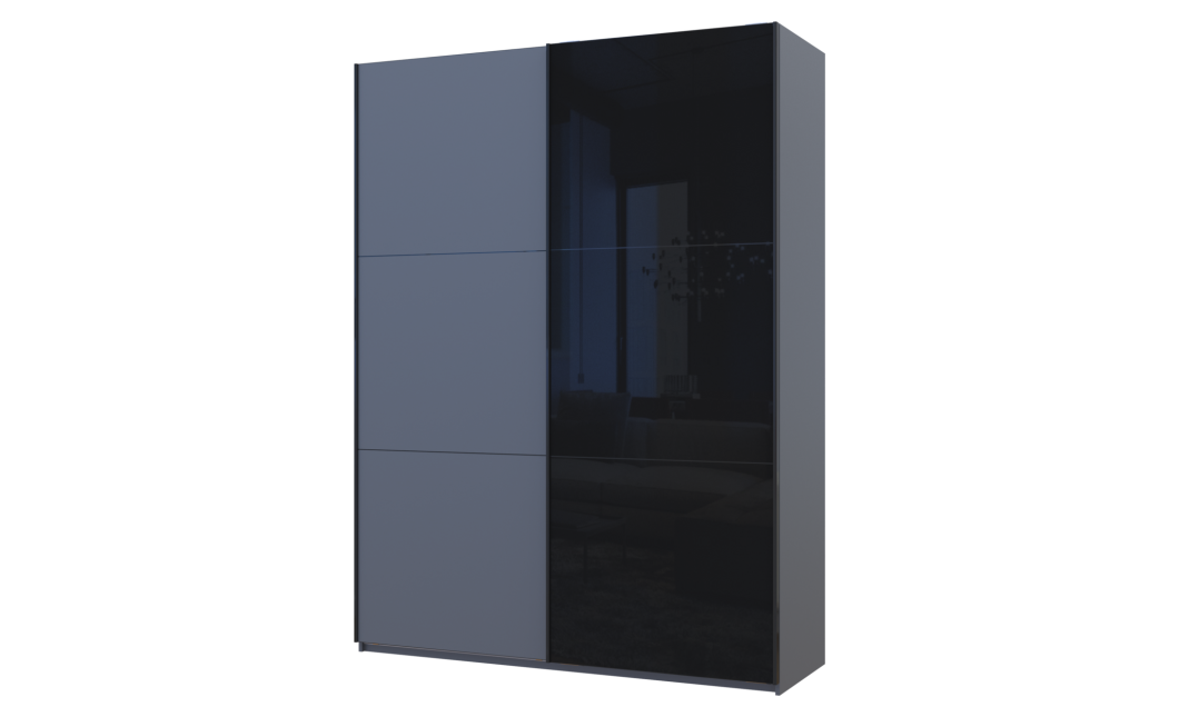 Kleiderschrank Doros G-Caiser Schiebetüren Graphitgrau Schwarz mit Spiegel 180x60x240 (42005091)
