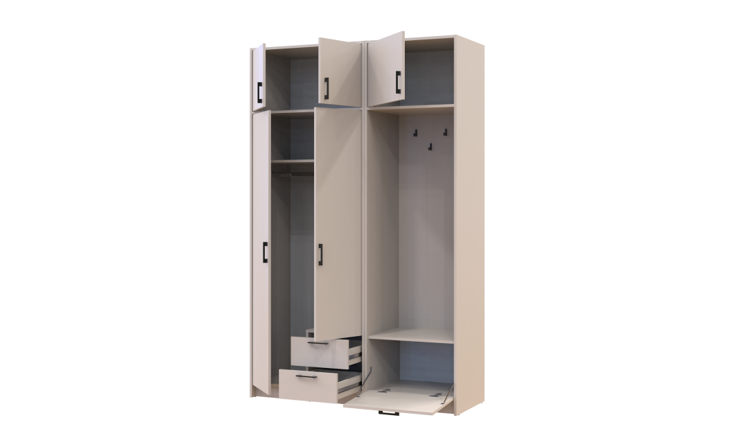 Drehtürenschrank Doros Rondi mit Kleiderstange und Oberschrank Kaschmir 2 Türen 142x52x236 (42005394)