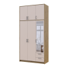 Kleiderschrank Doros Rondi mit Drehtüren mit Oberschrank und Spiegel Artisan Eiche / Kaschmir 3 Türen 121x52x260 (42005196)