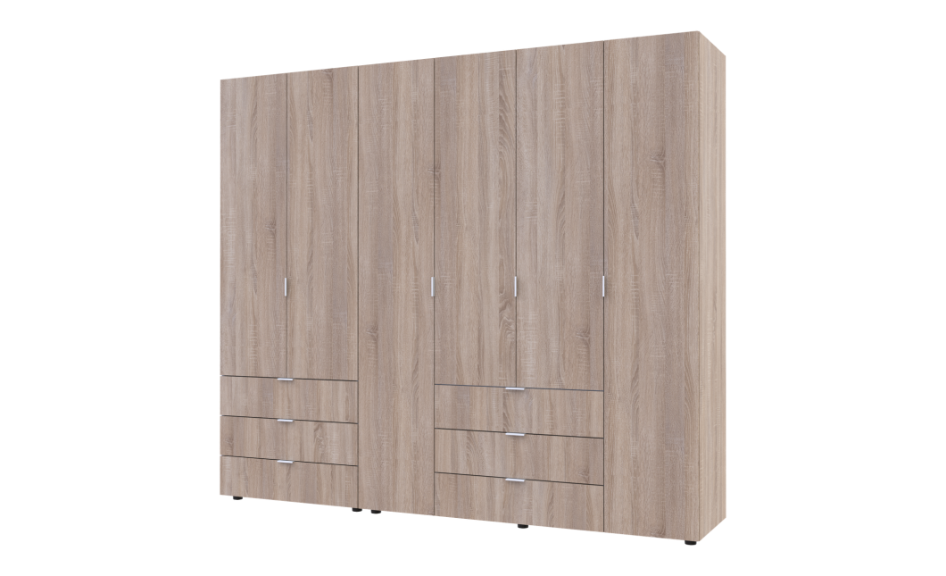Kleiderschrank Doros Gelar Set mit Drehtüren Sonoma Eiche 2+4 Türen 232,5x49,5x203,4 (42002118)