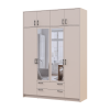 Kleiderschrank Doros Rondi mit Drehtüren mit Oberschrank und Spiegel Kaschmir 4 Türen 160x52x236 (80738480)