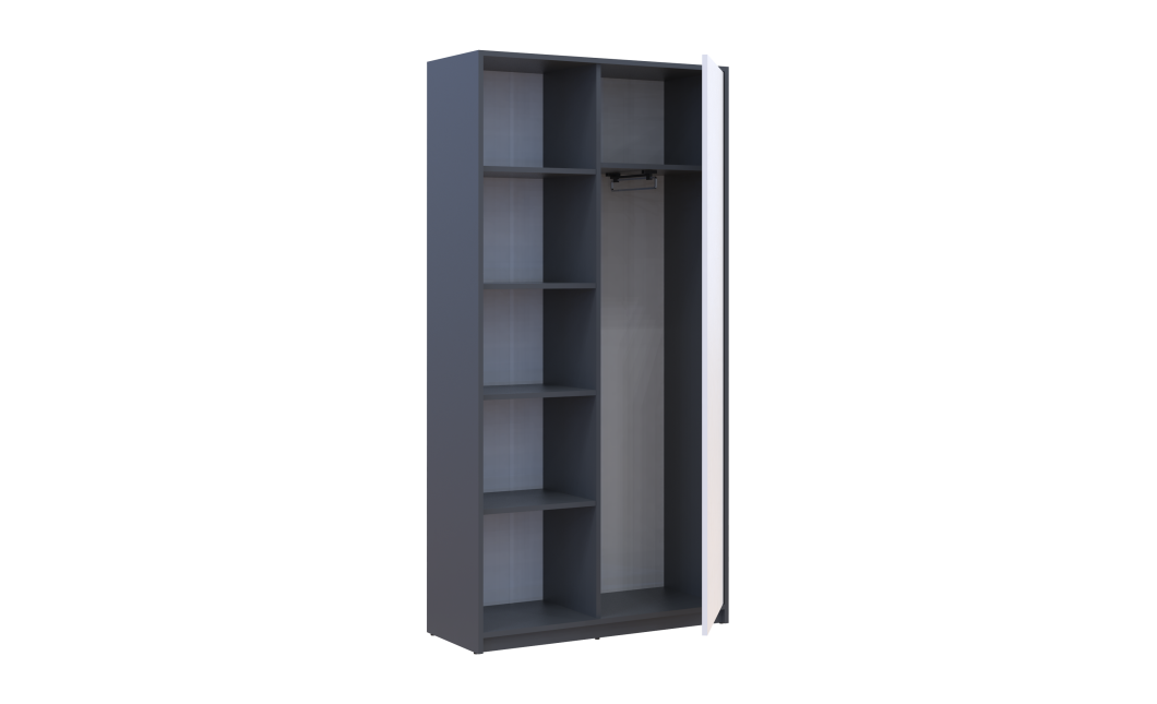 Kleiderschrank Doros Student mit Drehtüren Graphitgrau / Weiß 90x38x180 (44900273)