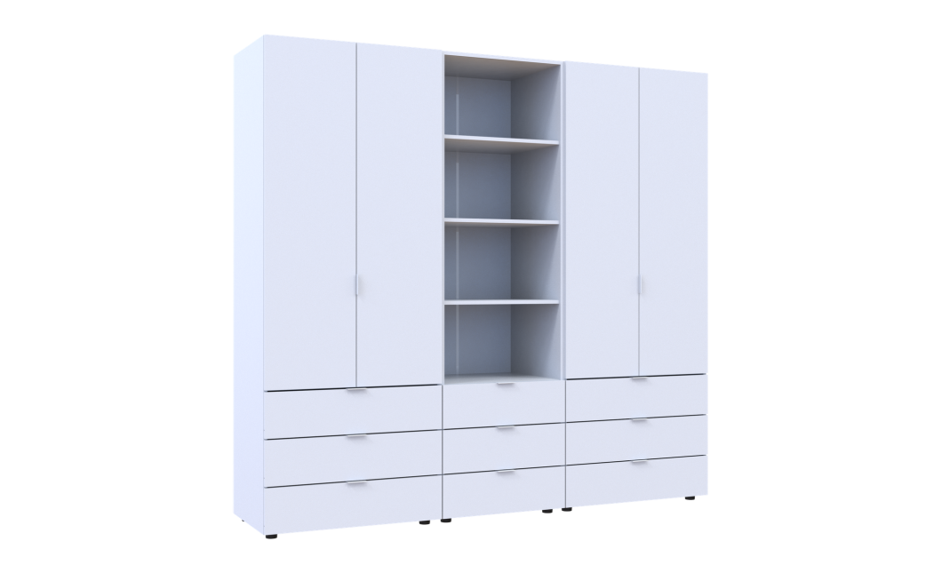 Kleiderschrank Doros Gelar Weiß 2+2 Türen Säulenschrank 215x49,5x203,4 (42005165)