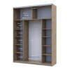 Kleiderschrank Doros G-Caiser Schiebetüren Ewok Eiche / Schwarz Glas 2 Türen 180x60x240 (80737751)