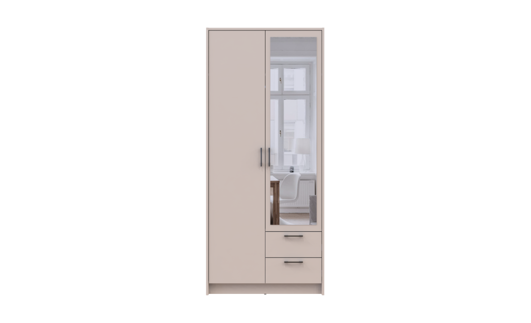 Kleiderschrank Doros Rondi mit Drehtüren mit Spiegel Kaschmir 2 Türen 82x52x195 (80738468)