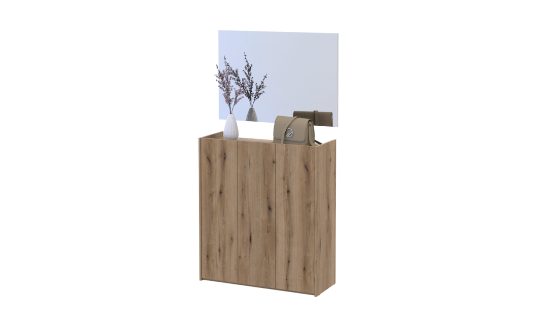 Schuhschrank Doros Kassel mit Spiegel Eiche Evoke 3 Türen 97×40×110 (42005500)