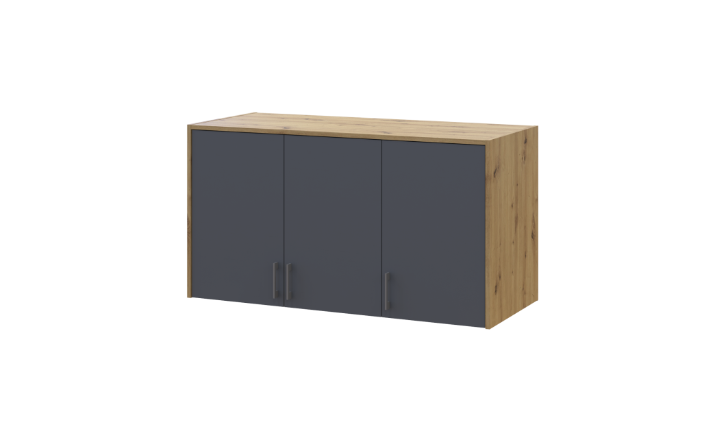 Oberschrank Doros Rondi Artisan Eiche / Graphitgrau 3 Türen 121x52x65 (41516182)