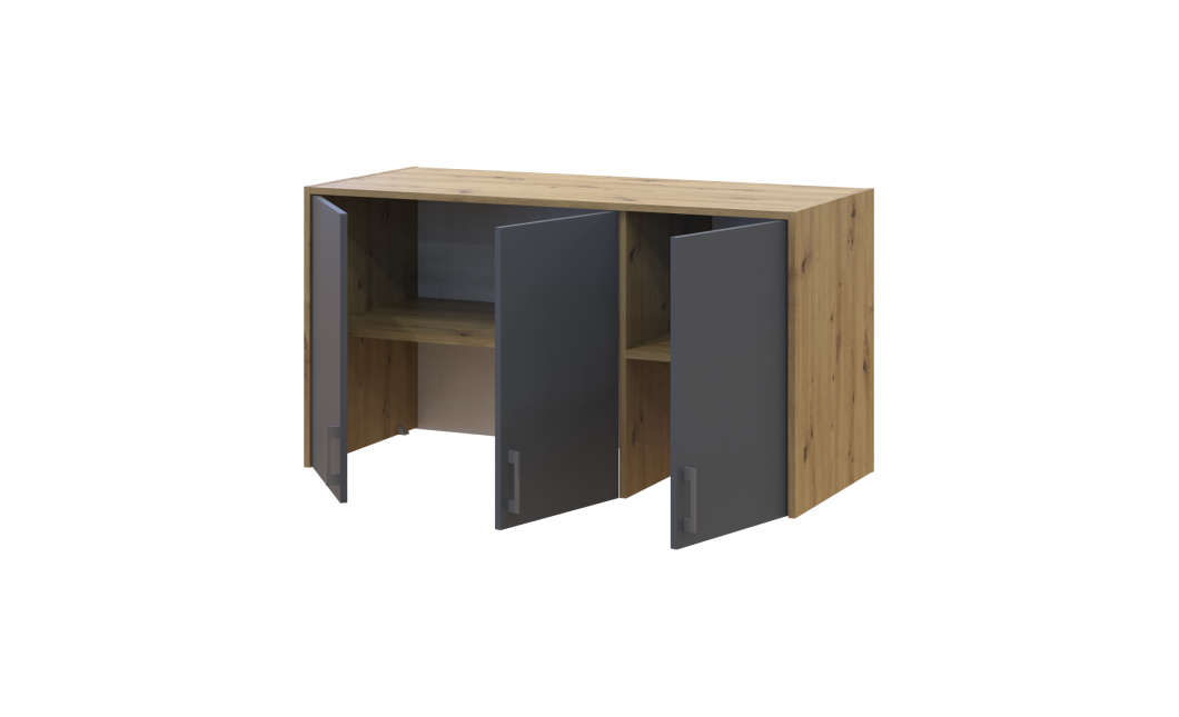 Oberschrank Doros Rondi Artisan Eiche / Graphitgrau 3 Türen 121x52x65 (41516182)