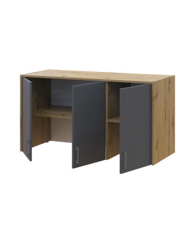 Oberschrank Doros Rondi Artisan Eiche / Graphitgrau 3 Türen 121x52x65 (41516182)