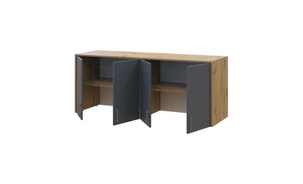 Oberschrank Doros Rondi Artisan Eiche / Graphitgrau 4 Türen 160x52x65 (41516184)