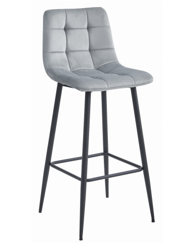 Barhocker ARCETO Samt Silbergrau/Schwarz (10038521)