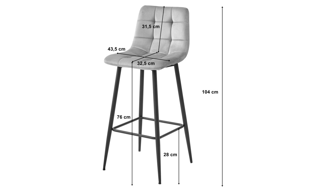Barhocker ARCETO Samt Dunkelbeige/Schwarz (10039551)
