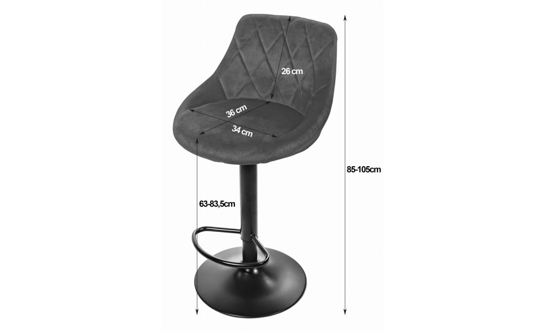 Barhocker KAST Samt Grau/Schwarz (10034361)
