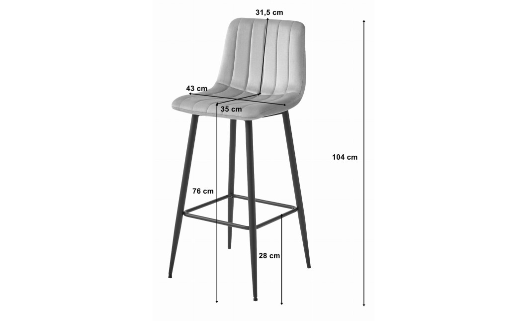 Barhocker POZZA Samt Schwarz/Schwarz (10038561)