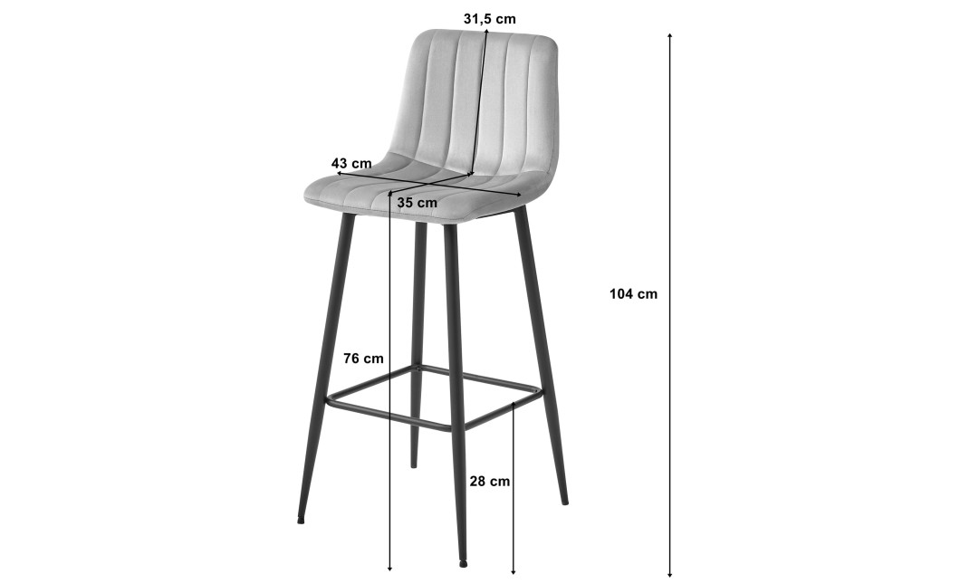 Barhocker POZZA Samt Dunkelgrau/Schwarz (10038571)