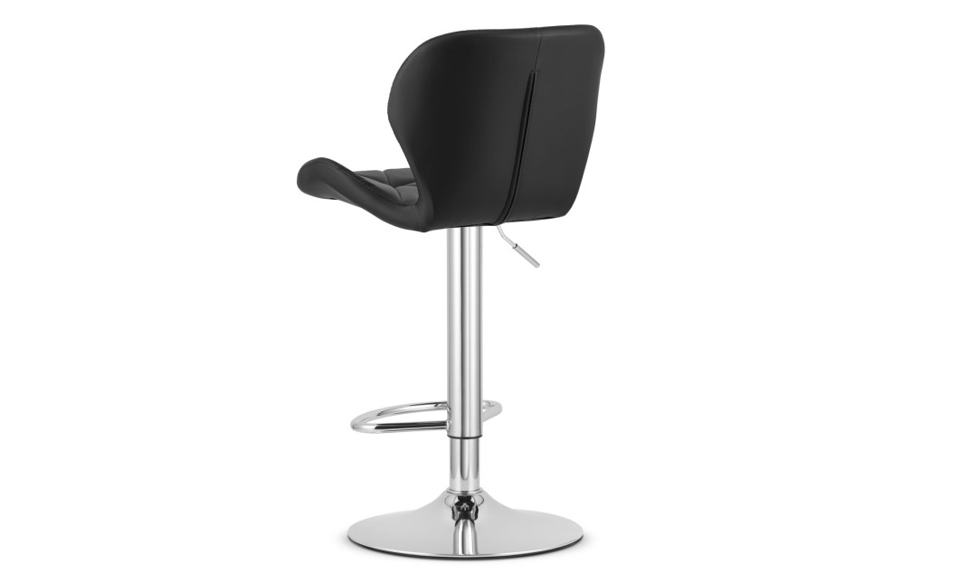 Hocker WEST – schwarzes Kunstleder / verchromtes Gestell