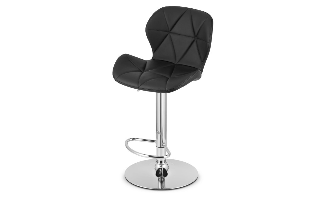 Hocker WEST – schwarzes Kunstleder / verchromtes Gestell