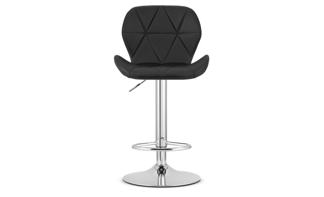 Hocker WEST – schwarzes Kunstleder / verchromtes Gestell