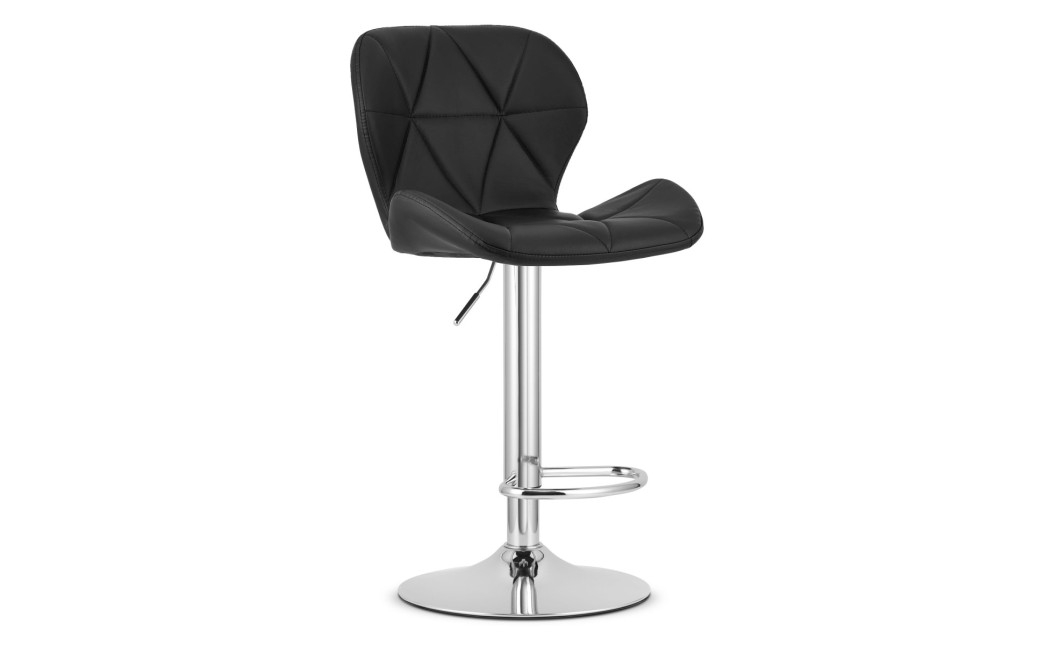 Hocker WEST – schwarzes Kunstleder / verchromtes Gestell