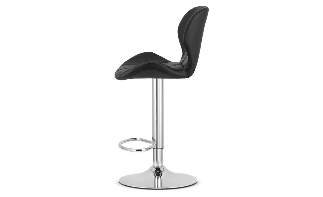Hocker WEST – schwarzes Kunstleder / verchromtes Gestell