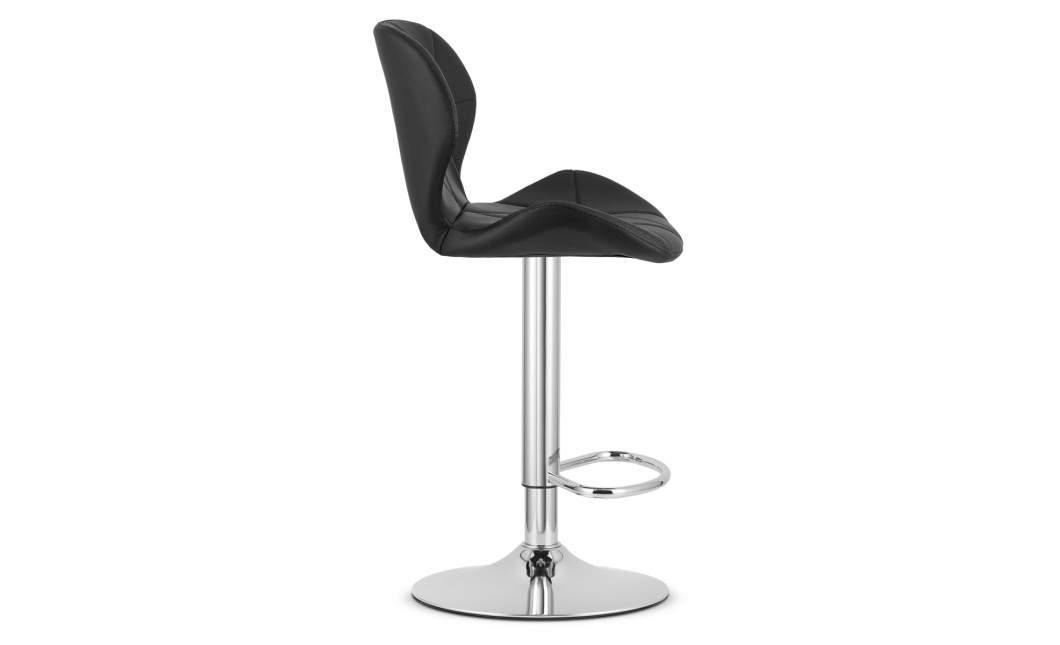 Hocker WEST – schwarzes Kunstleder / verchromtes Gestell
