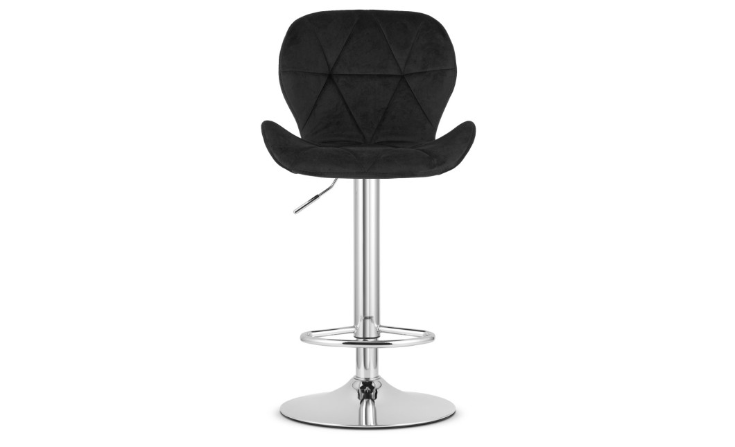 Hocker WEST – schwarzer Samt / verchromtes Gestell