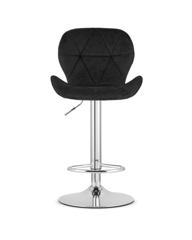 Hocker WEST – schwarzer Samt / verchromtes Gestell