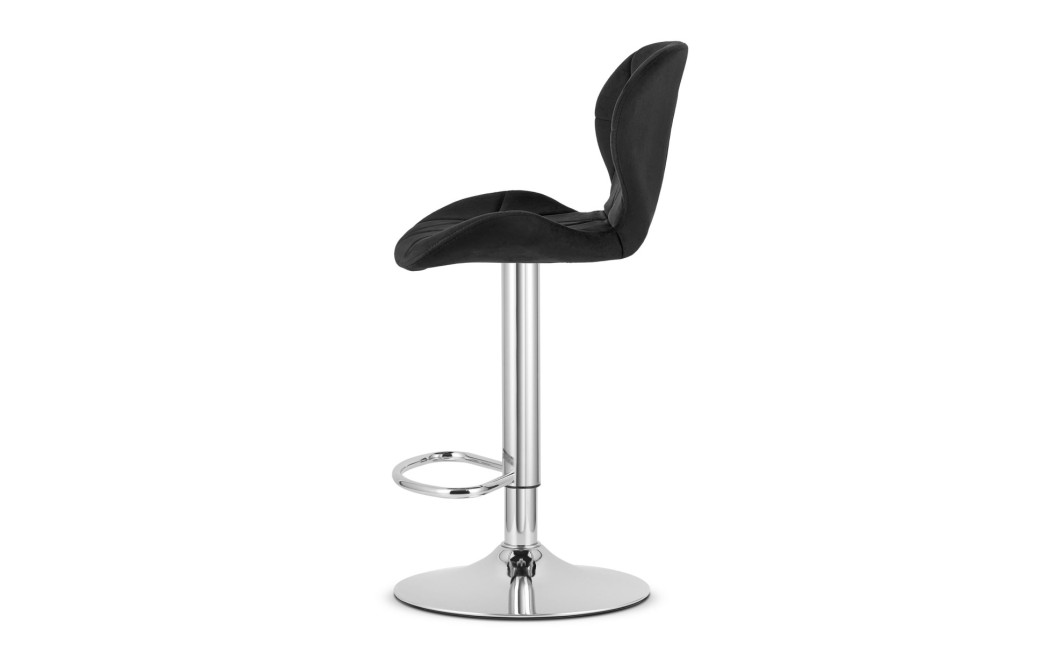 Hocker WEST – schwarzer Samt / verchromtes Gestell