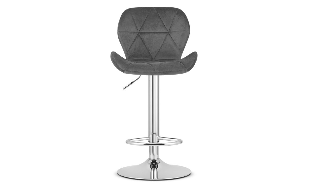 Hocker WEST – grauer Samt / verchromtes Gestell