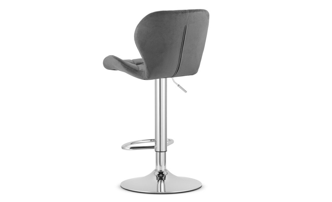 Hocker WEST – grauer Samt / verchromtes Gestell