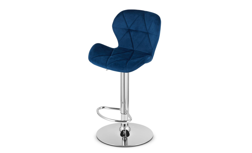 Hocker WEST – dunkelblauer Samt / verchromtes Gestell