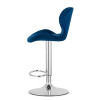 Hocker WEST – dunkelblauer Samt / verchromtes Gestell