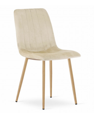 Stuhl LAVA Samt Hellbeige/Holzfarbe (10039181)