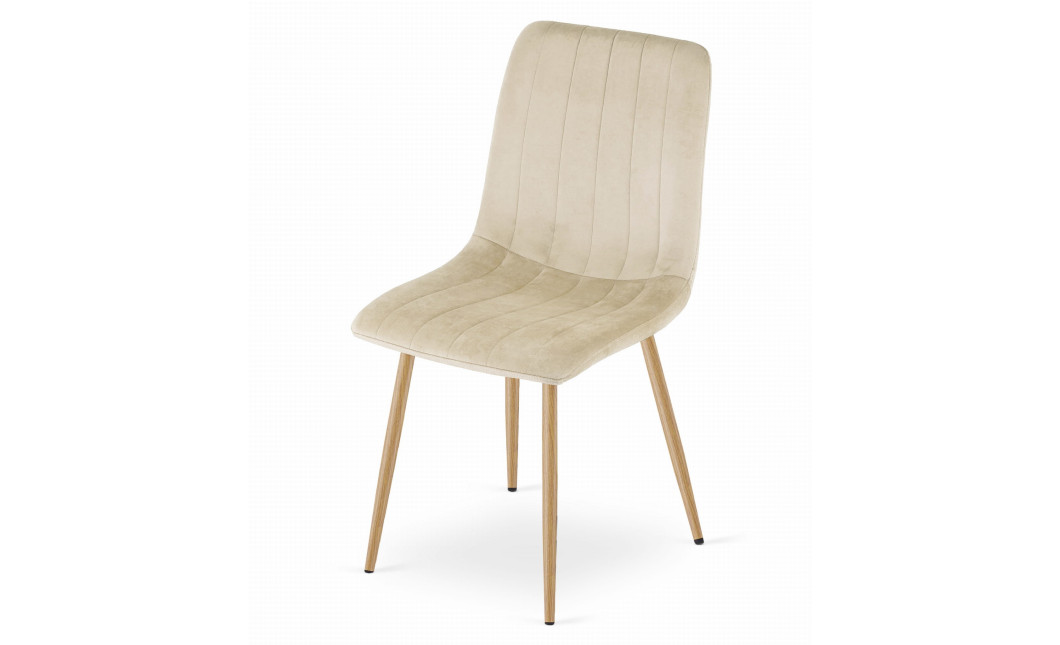 Stuhl LAVA Samt Hellbeige/Holzfarbe (10039181)