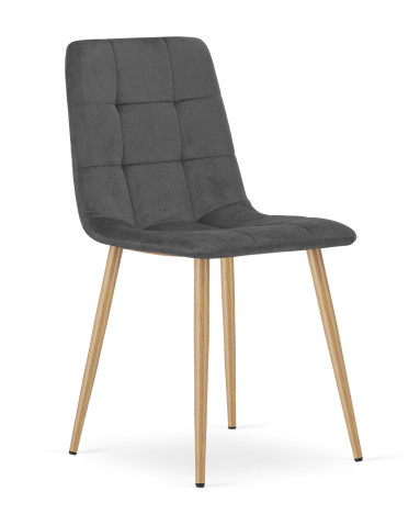 Stuhl KARA Samt Dunkelgrau/Holzfarbe (10040351)
