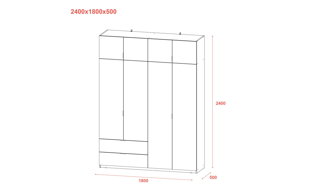 Kleiderschrank Doros Lukas mit Drehtüren Graphitgrau 180x50x240 (80736288)