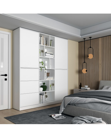 Kleiderschrank Doros Morgan Weiß mit Schubladen 180x40x210 (42002246)