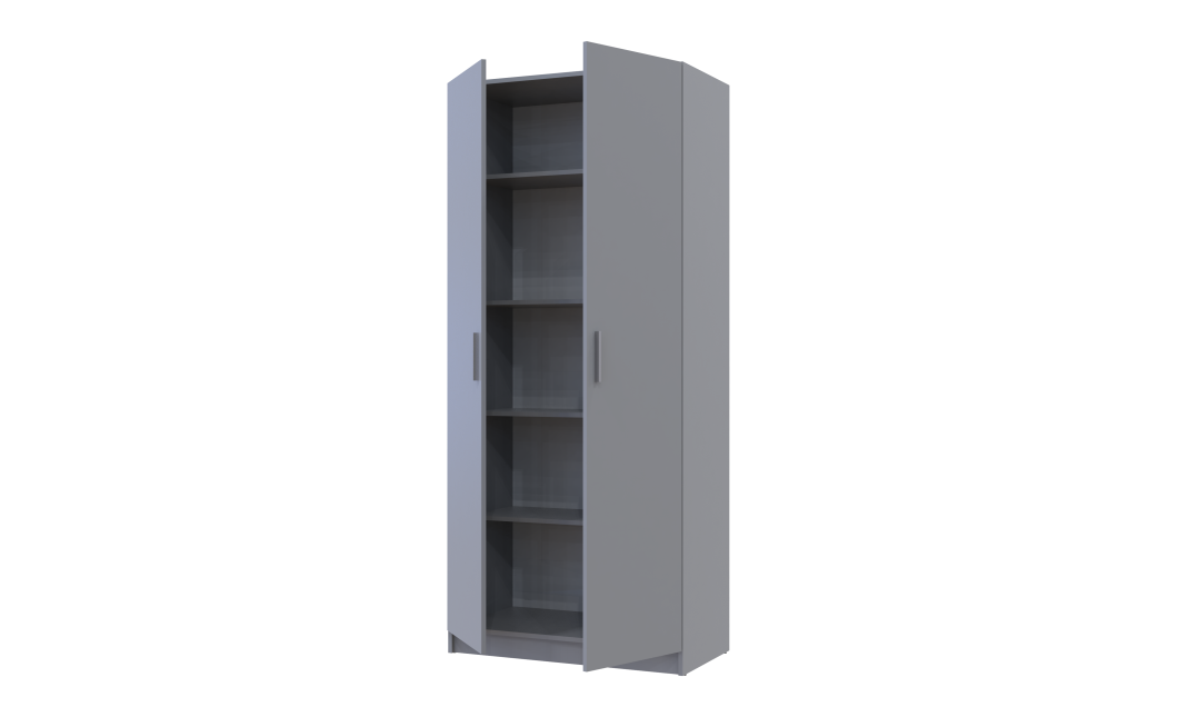Kleiderschrank Doros Promo mit Drehtüren Grau mit Regalböden 2 Türen 90x48x204 (80737770)