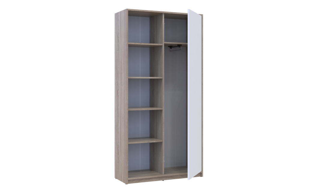 Kleiderschrank Doros Student mit Drehtüren Sonoma Eiche / Weiß 90x38x180 (40908067)