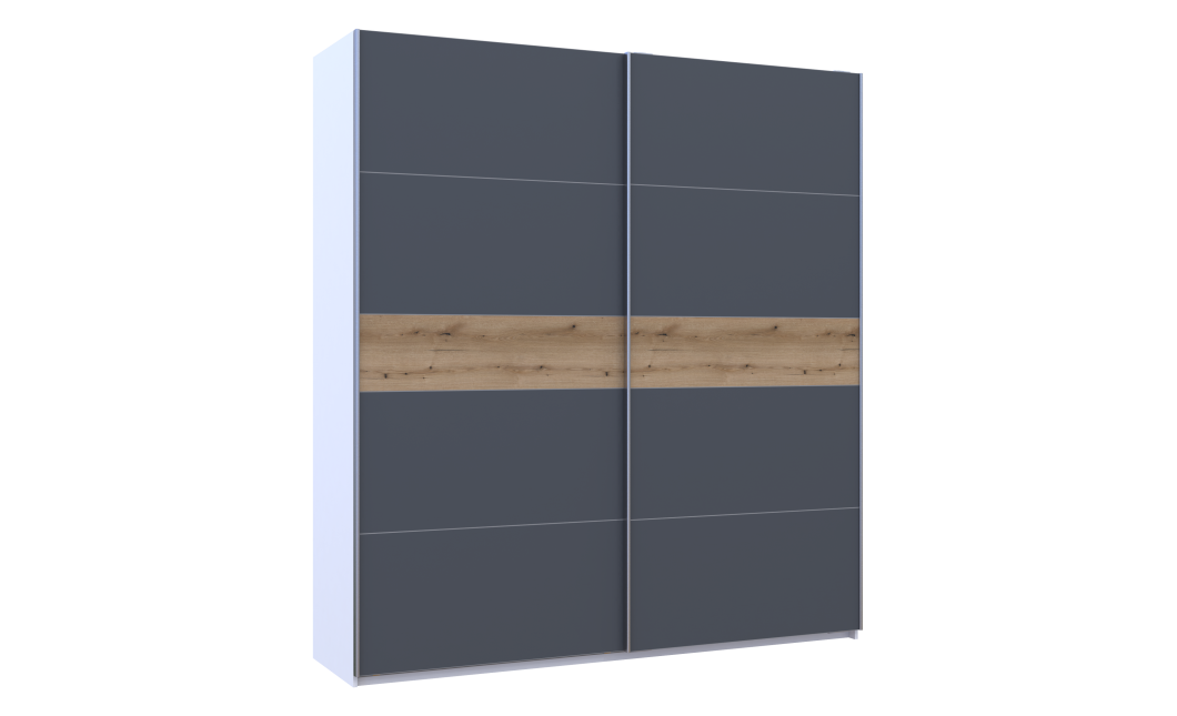 Kleiderschrank Doros G-Caiser Schiebetüren Weiß Graphit Eiche 220x60x240 (44900282)