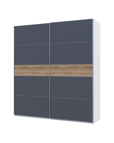 Kleiderschrank Doros G-Caiser Schiebetüren Weiß Graphit Eiche 220x60x240 (44900282)