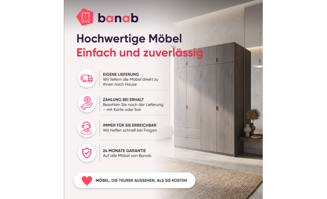 Kleiderschrank Doros Lukas mit Drehtüren Cannolo 180x50x240 (44900367)