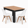 Essgruppe: Tisch NP 120x80 Craft / Schwarz + 2 Stühle MARK Weiß (100408162)